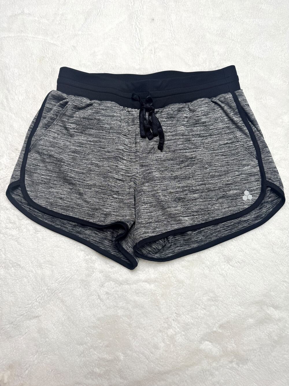 TEK GEAR Black & White Space Dye Athletic Shorts Pockets size Small